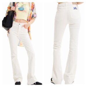 NEW Desigual white bootcut flare floral jeans